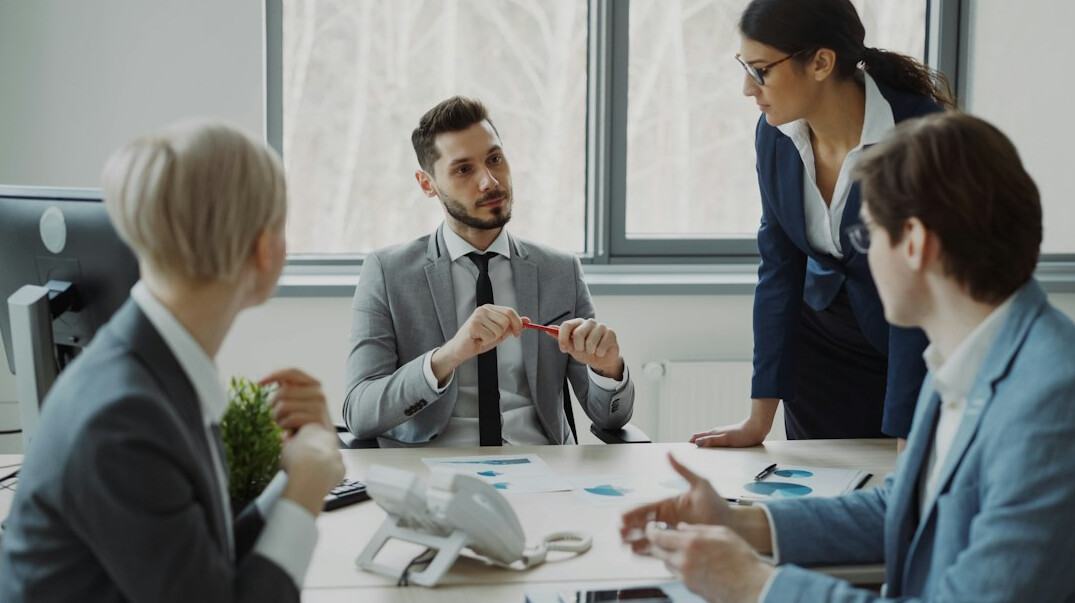 team discussion in office